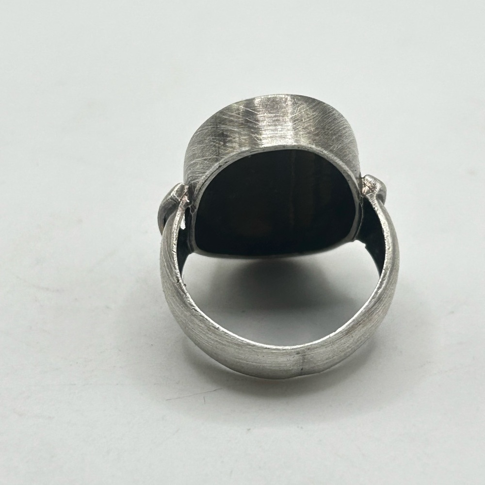 Tigers Eye Statement Ring, Sterling Silver - Size… - image 5